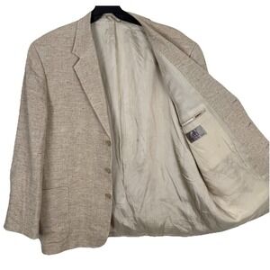 The Territory Ahead Blazer Mens 48R Beige Linen Wool Silk Portugal Made Jacket